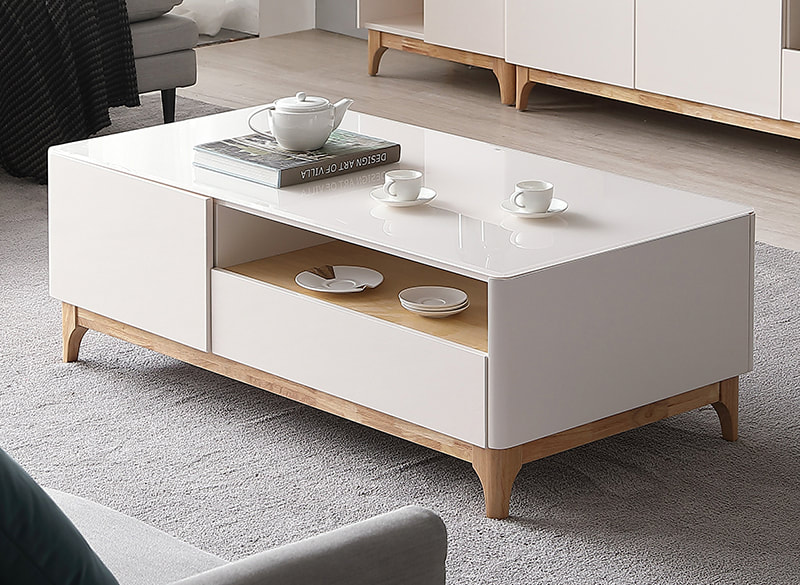 white wooden coffee table